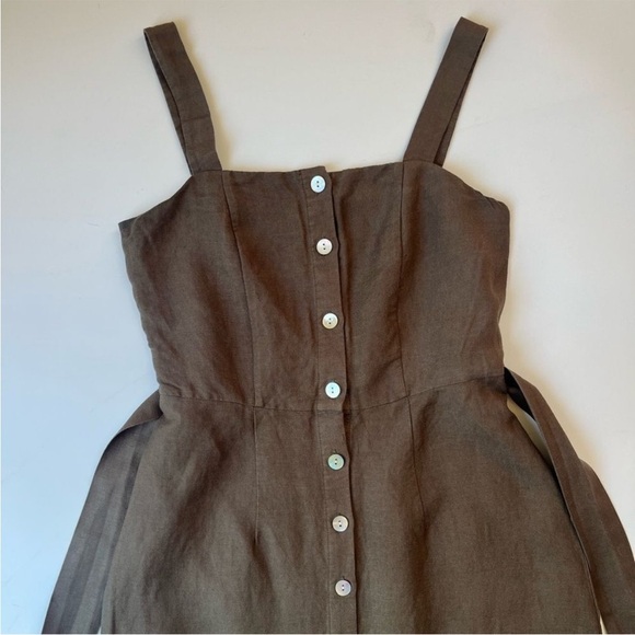 Rails Clement Button Front Midi Dress In Army Green with Tie Waist - Picture 4 of 12